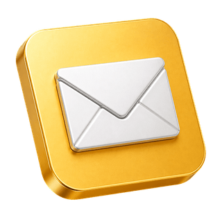 Decorative 3D envelope icon used as a mail element on the contact us page
